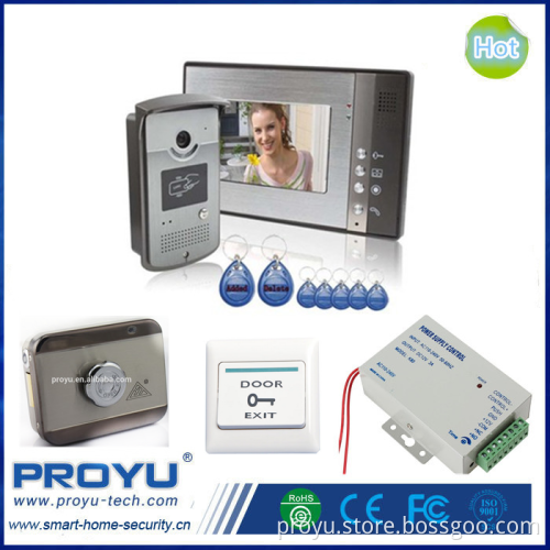 Apartments 7" Monitor Home Color Video Door Phone Intercom System Kit Support ID card unlock + Power supply +Electric control L